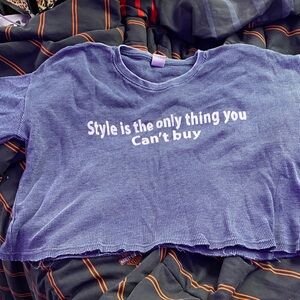 Chic Blue Slogan Crop Top